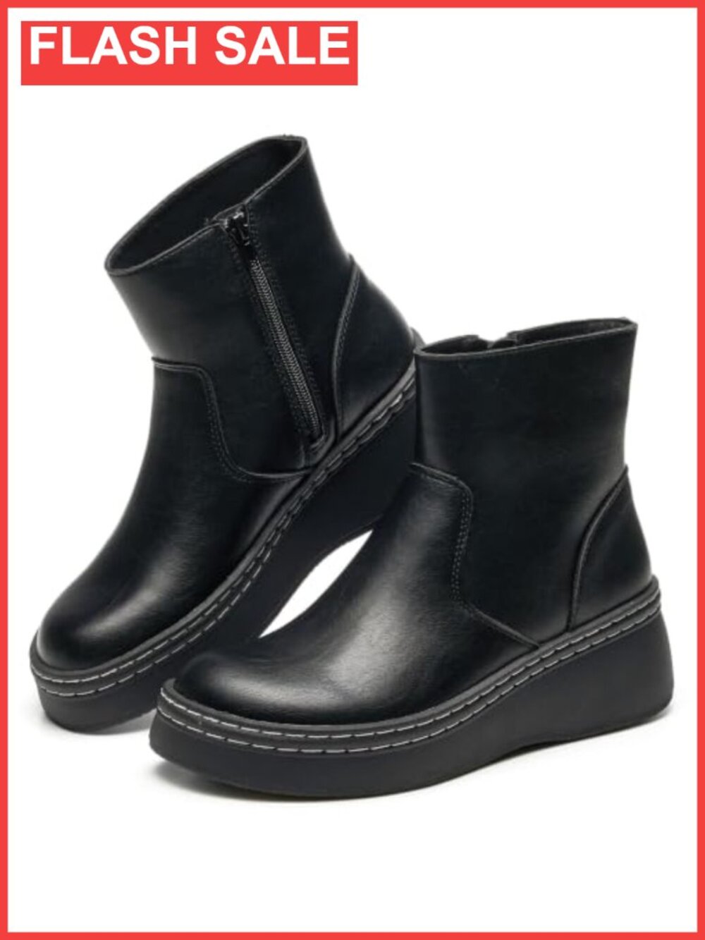 Genuine Leather Platform Ankle Boots Inside Zip SmartFoam Womens Comfort Booties